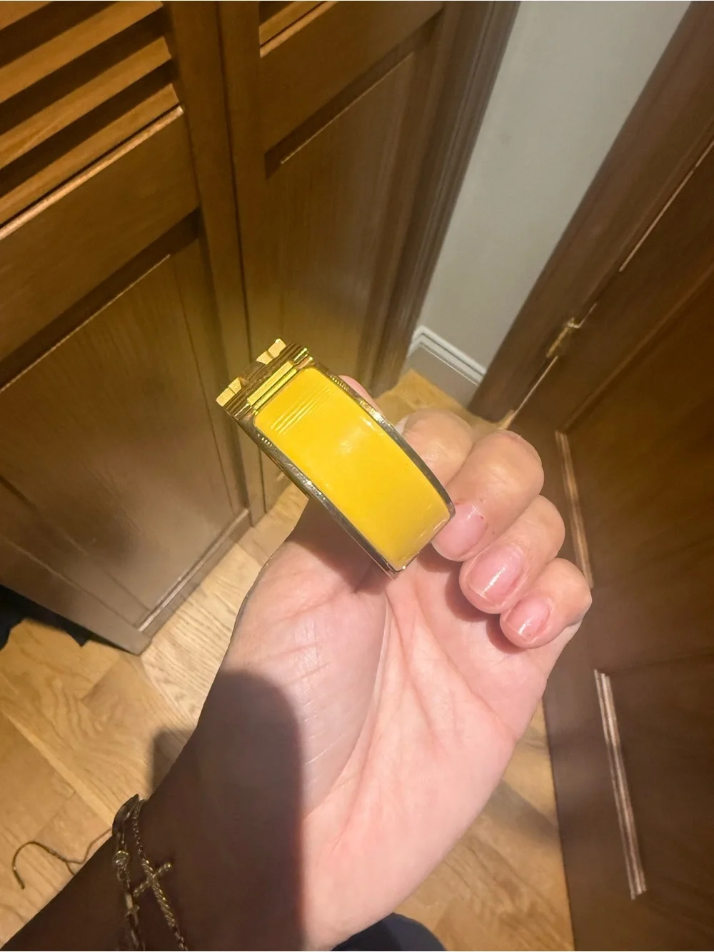 Hermes Yellow Enamel H Cuff Bracelet